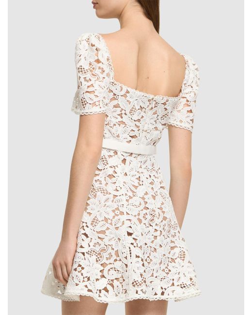 Self-Portrait Natural Floral Lace Mini Dress