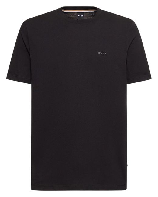 T-shirt thompson in jersey di cotone / logo di Boss in Black da Uomo