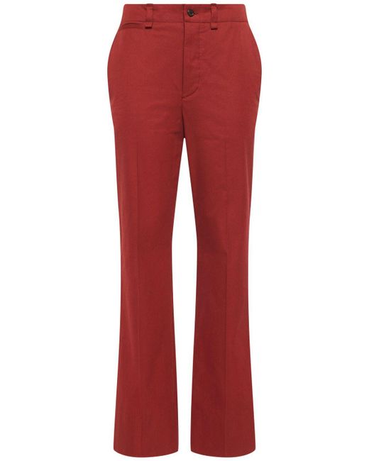 Pantalones de sarga de algodón Saint Laurent de color Red