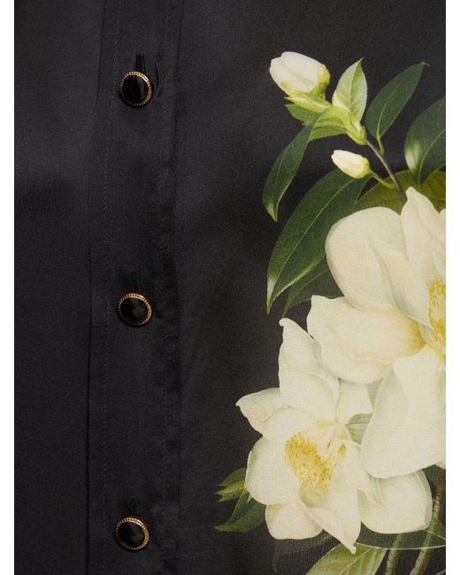 Camicia harmony in seta con fiori di Zimmermann in Black