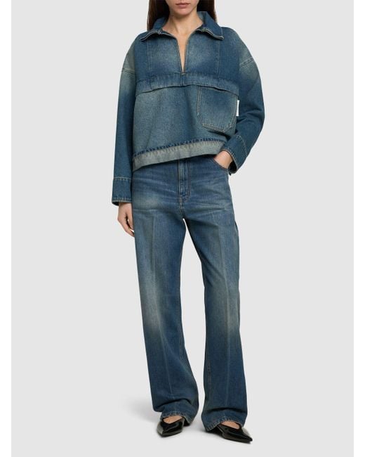 Camisa oversize de denim de algodón Victoria Beckham de color Blue