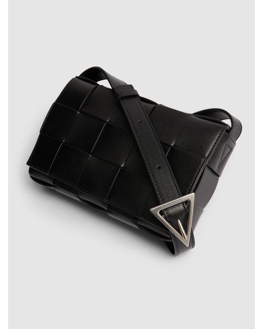 Bottega Veneta Black Medium Cassette Intreccio Leather Bag for men