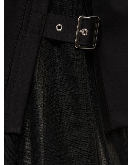 Noir Kei Ninomiya Black Cotton & Nylon Tulle Long Sleeve Top