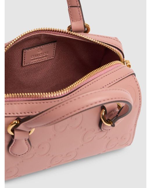 Gucci Pink Super Mini gg Leather Top Handle Bag