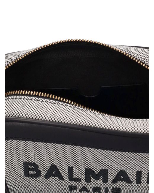 Bolso camera de lona con logo Balmain de color Black