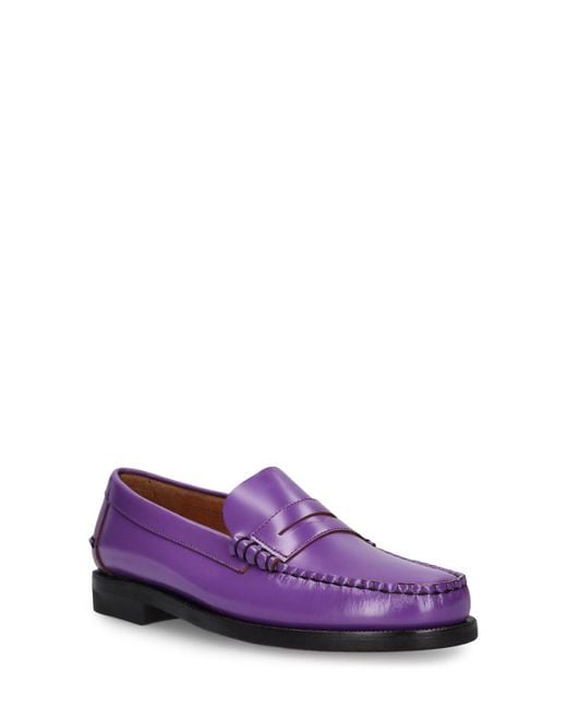 Sebago Purple Dan Outsides Smooth Leather Loafers for men