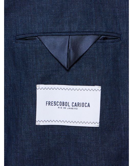 Frescobol Carioca Blue Paulo Linen Blazer for men