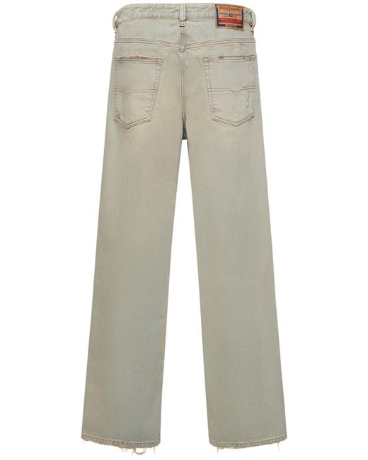 Jeans dritti d-macro in denim di cotone di DIESEL in White da Uomo