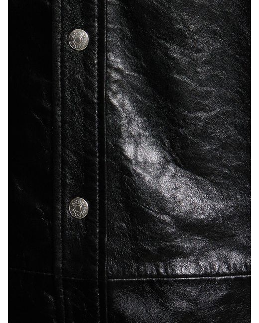 Acne Black Letar Shiny Nappa Leather Shirt Jacket for men
