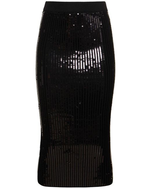 Alexandre Vauthier Black Sequined High Rise Midi Skirt