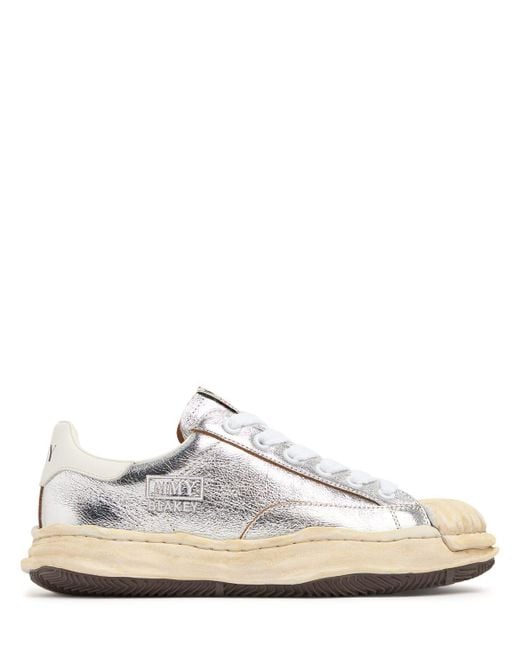 Maison Mihara Yasuhiro White Blakey Wrinkled Leather Low Top Sneakers for men
