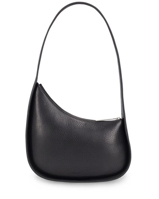 The Row Black Half Moon Grained Leather Shoulder Bag