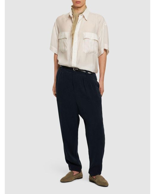Giorgio Armani White Lyocell & Silk Short Sleeved Shirt for men