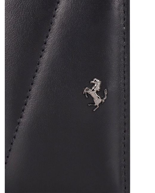 Porte-cartes en cuir lisse à logo Ferrari pour homme en coloris Black