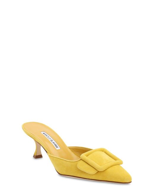 yellow manolo blahnik mules