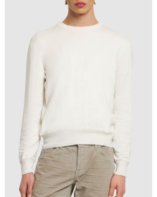 Tom Ford White Superfine Cotton Crewneck Sweater for men