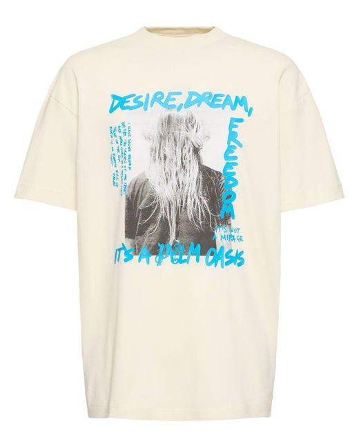 Palm Angels Blue Palm Oasis Cotton T-shirt for men