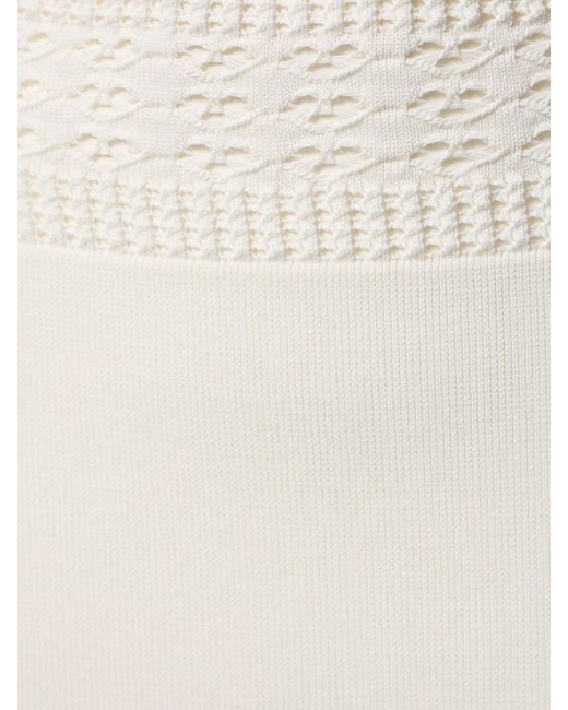 ANDREADAMO White Stretch Viscose Knit Midi Skirt