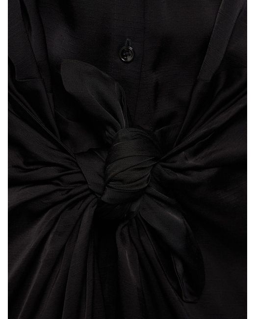 Totême  Black Satin Knot Viscose Long Dress
