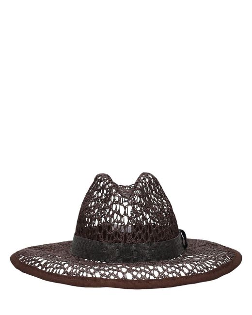 Sombrero efecto rafia Brunello Cucinelli de color Black