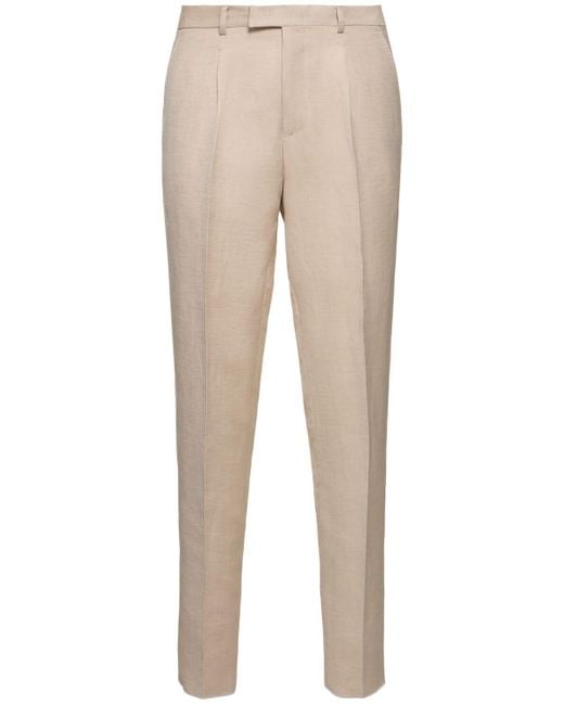 Pantalon plissé en lin et laine Zegna pour homme en coloris Natural