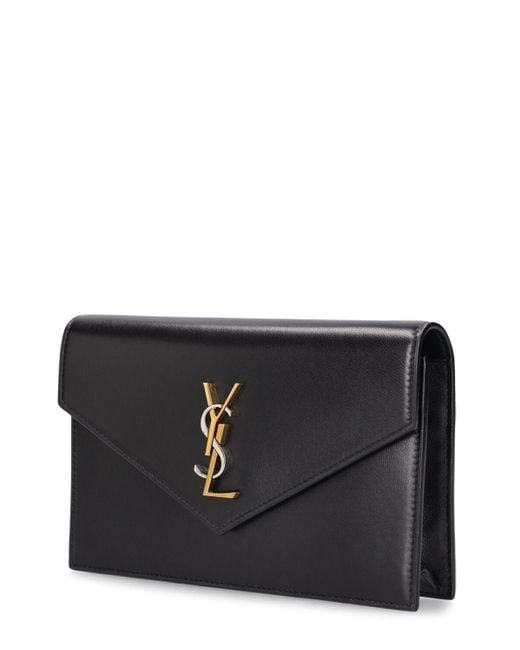 Saint Laurent Cassandre Leather Envelope Chain Wallet in Black | Lyst