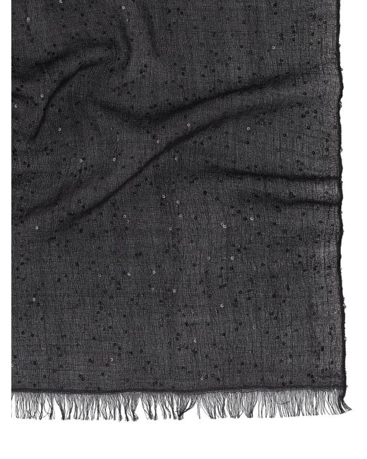 Pañuelo de cashmere con lentejuelas Brunello Cucinelli de color Black