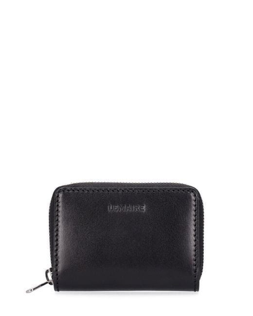 Lemaire Black Compact Leather Zip Wallet