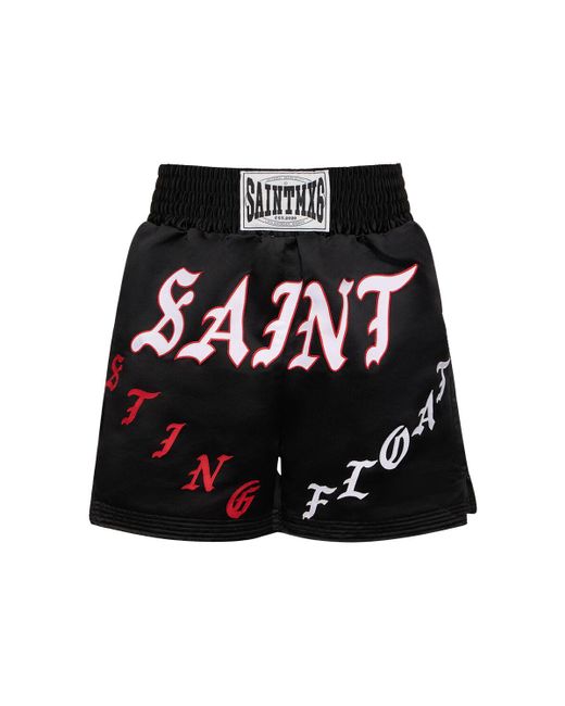 Saint Michael Black Saint Techno Printed Shorts for men