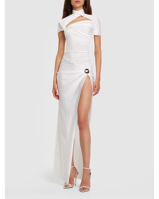 Coperni White Lvr Exclusive Jersey Draped Long Dress