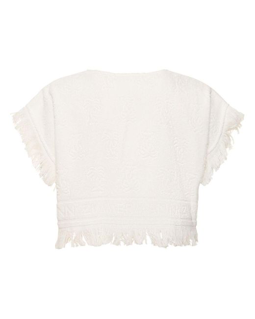Zimmermann White Alight Cotton Toweling Crop Top