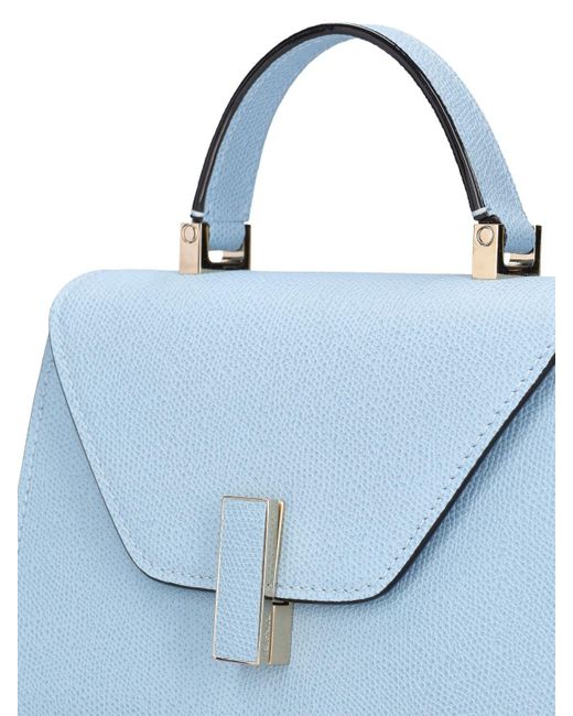 Valextra Blue Micro Iside Grained Leather Bag