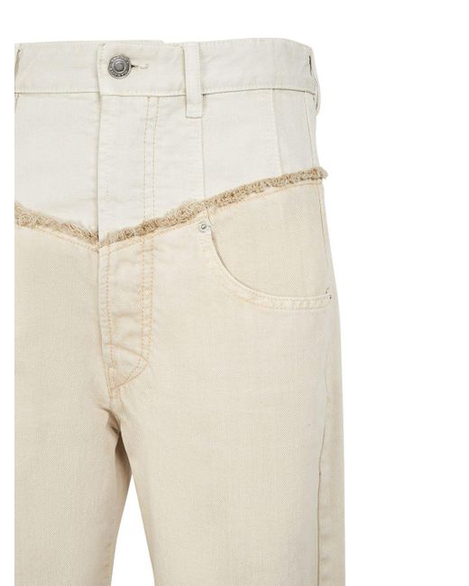 Jeans noemie in denim di cotone di Isabel Marant in Natural