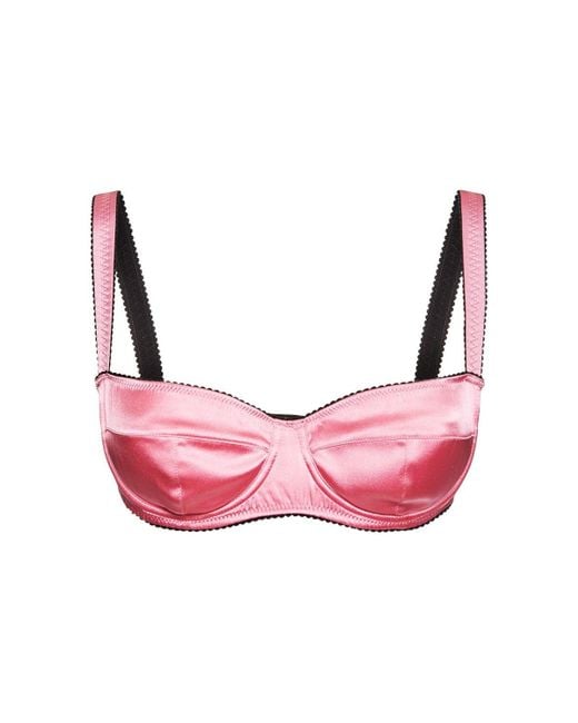 Dolce & Gabbana Stretch Silk Satin Cupped Bra in Pink - Lyst