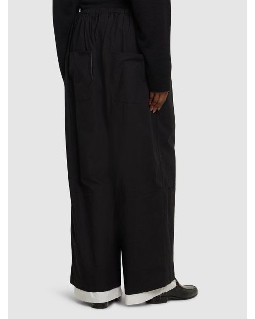 Yohji Yamamoto Black Double Hem Cotton Wide Pants