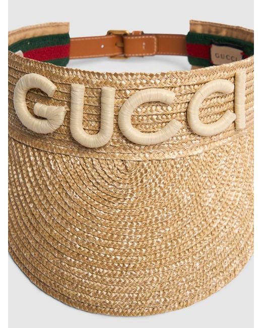 Visiera in paglia intrecciata di Gucci in Natural