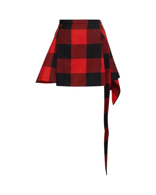 Vivienne Westwood Red Meghan Tartan Wool Mini Kilt Skirt
