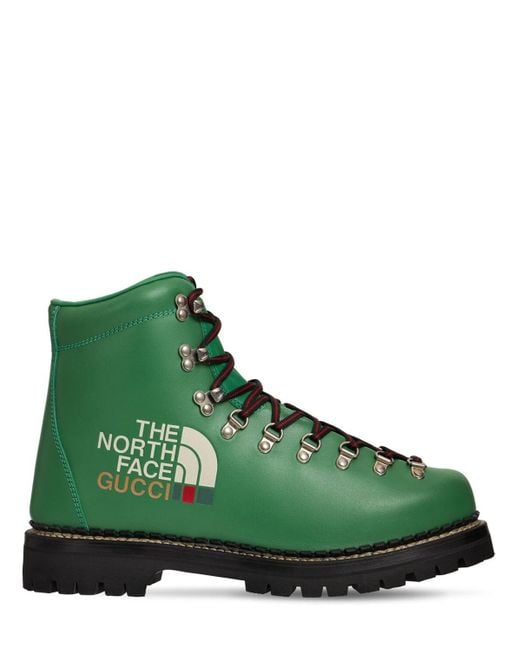 Gucci X The North Face Leather Hiking Boots in Green for Men | Lyst