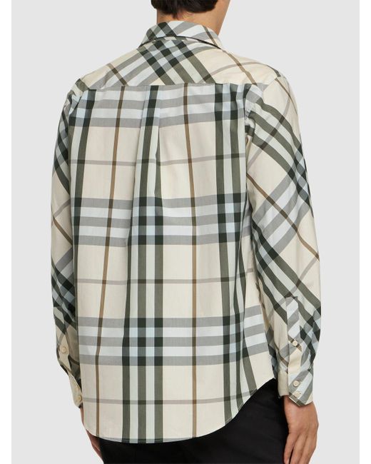 Burberry Gray Check Cotton Shirt for men