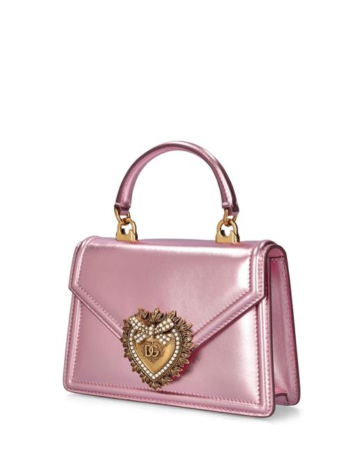 Bolso de mano mini devotion laminado Dolce & Gabbana de color Pink