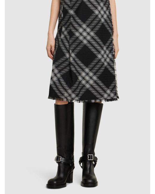 Stivali alti lf stirrup in pelle 100mm di Burberry in Black