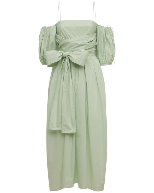 Cecilie Bahnsen Joel Cotton Midi Dress W/ Tulip Skirt in Green - Lyst