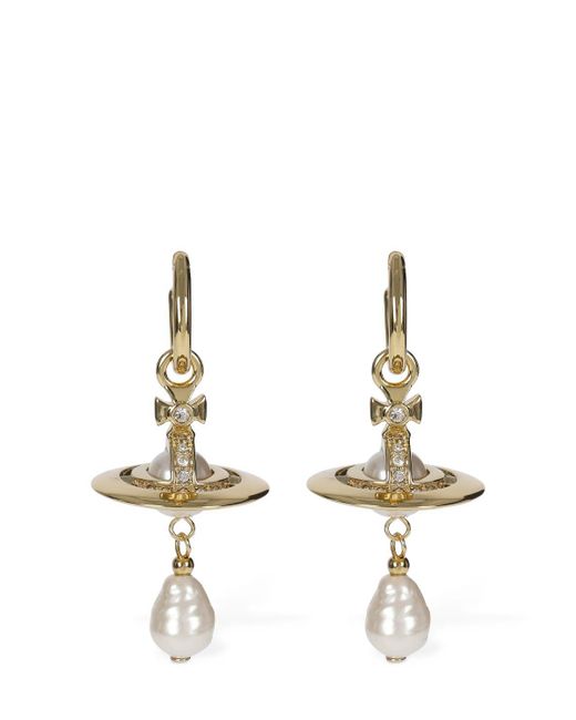 Vivienne Westwood Metallic Aleksa Imitation Pearl Drop Earrings
