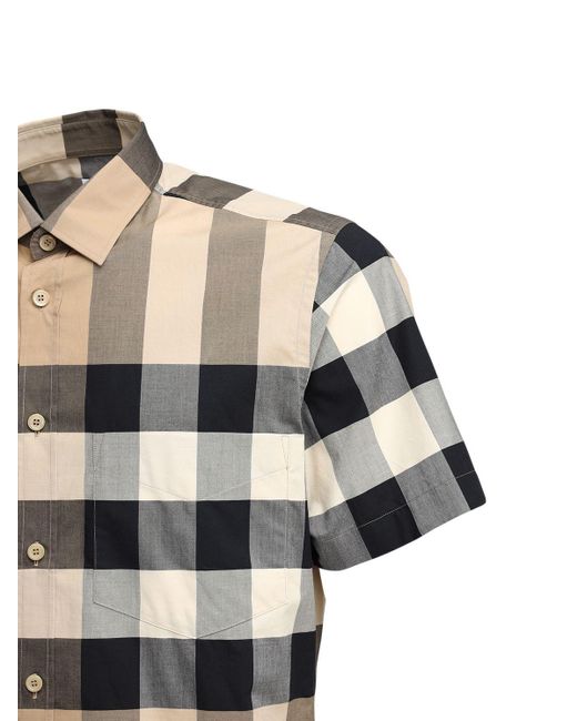 Burberry Kurzarmhemd aus Stretchbaumwollpopelin in Check in Multicolor für Herren