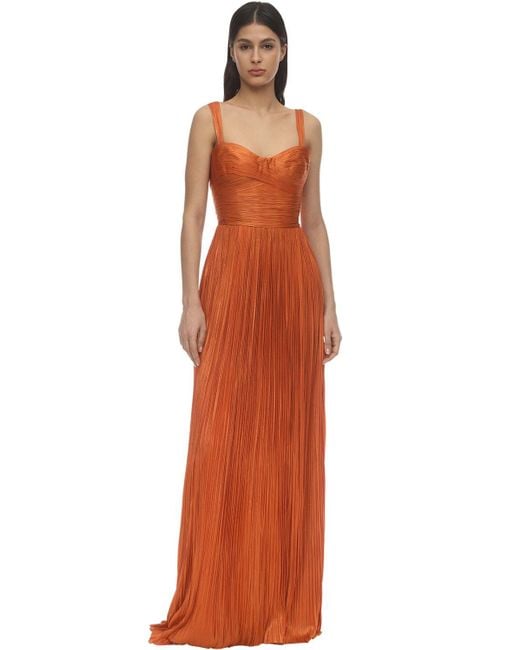 Maria Lucia Hohan Orange Georgia Long Silk Tulle Dress