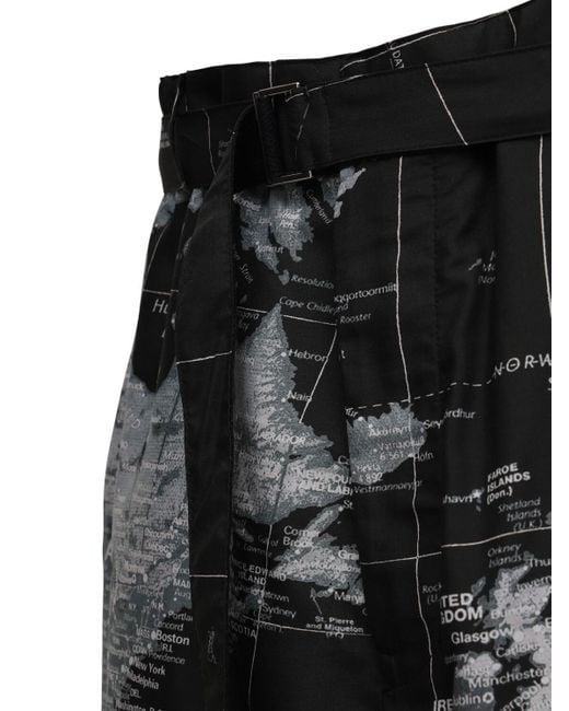 Sacai World Map Print Tech Shorts in Black for Men - Lyst