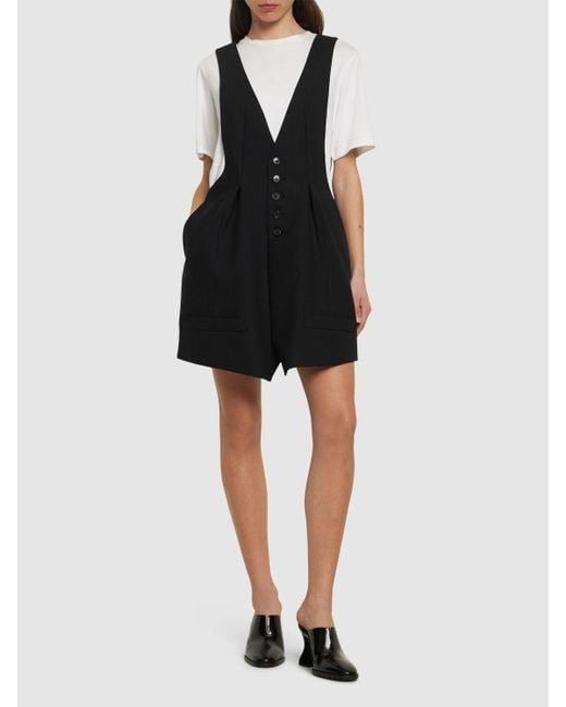 Noir Kei Ninomiya Black Oxford Wool Vest Mini Dress
