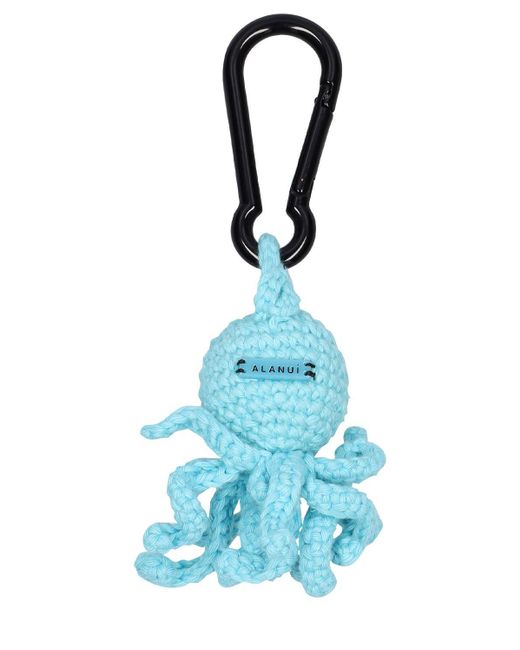 Alanui Blue Octopus Cotton Crochet Key Holder for men
