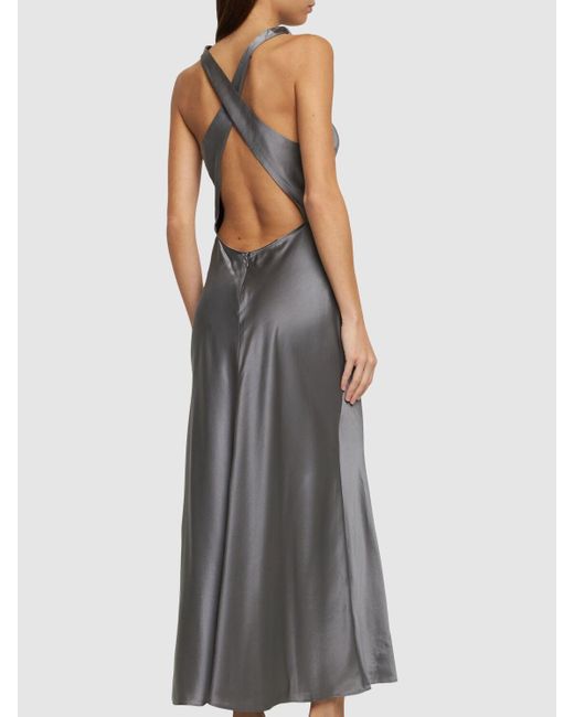 Reformation Gray Casette Silk Midi Dress