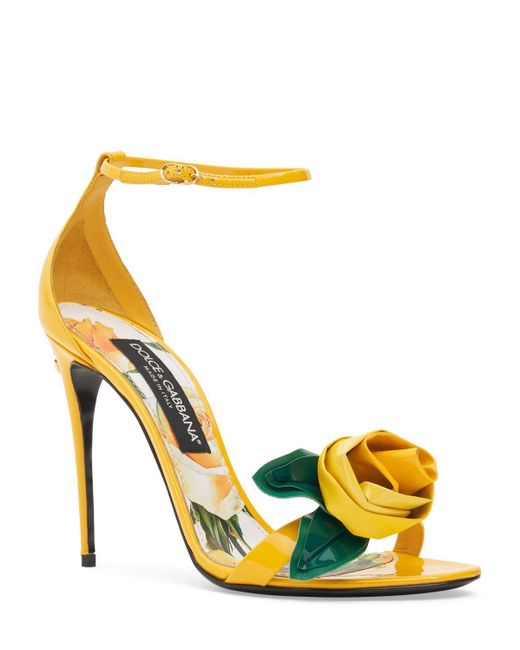 Dolce & Gabbana Metallic 105Mm Keira Patent Leather Sandals
